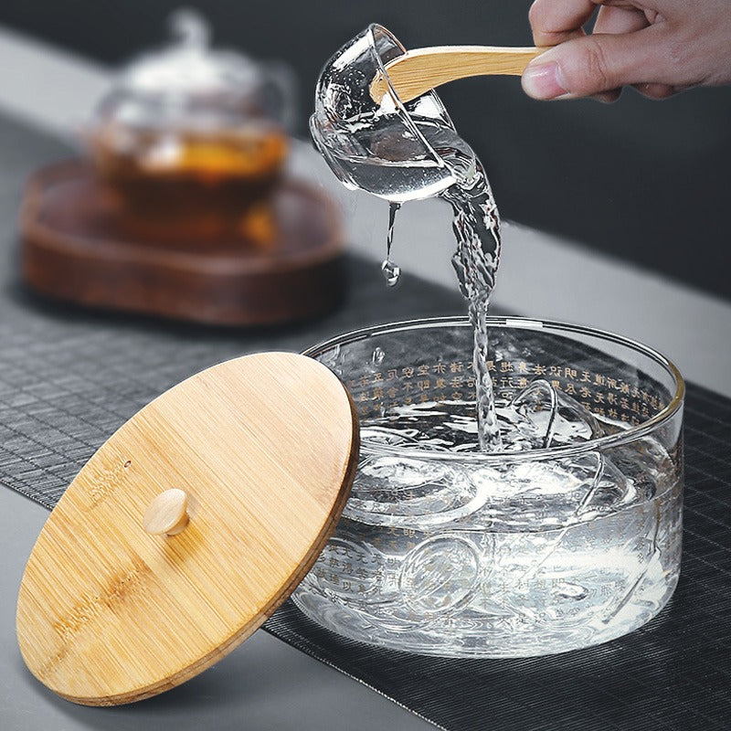 Heart Sutra Glass Tea Washer With Lid