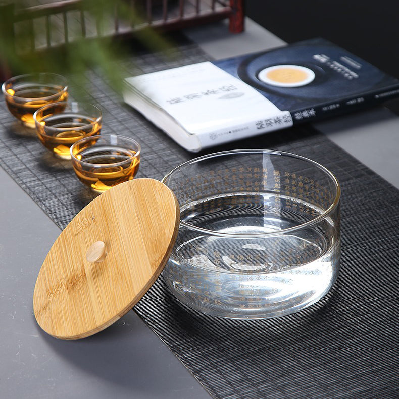 Heart Sutra Glass Tea Washer With Lid