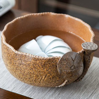 Handmade Coarse Pottery Lotus Tea Washer