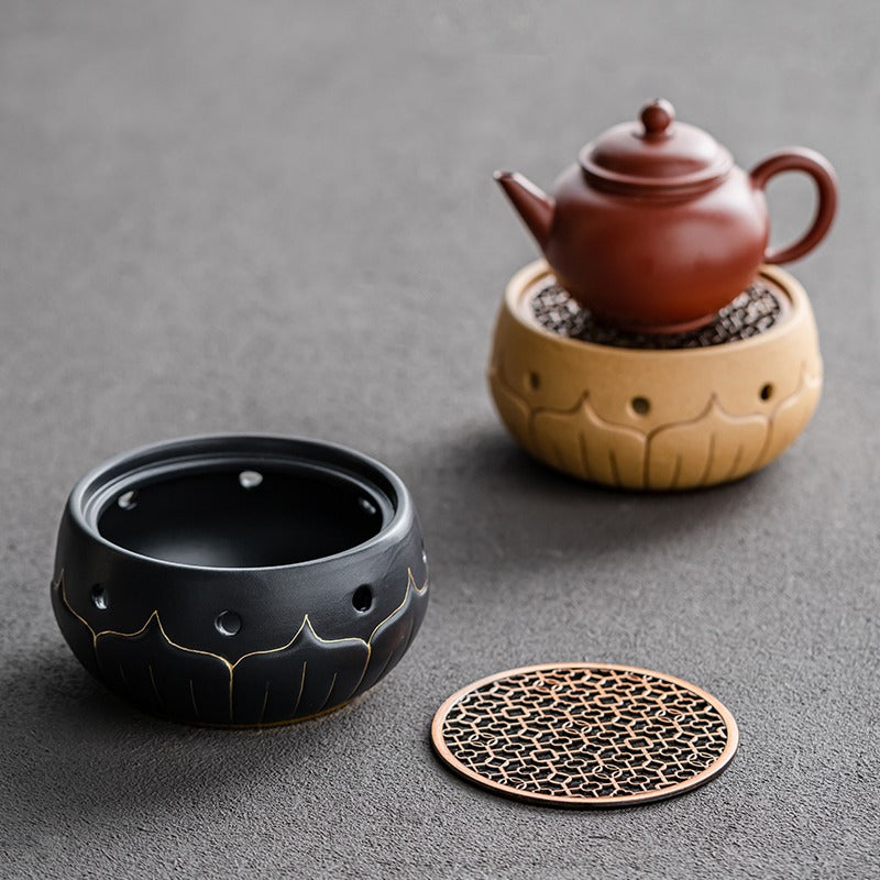 Black Ceramic Lotus Teapot Warmer