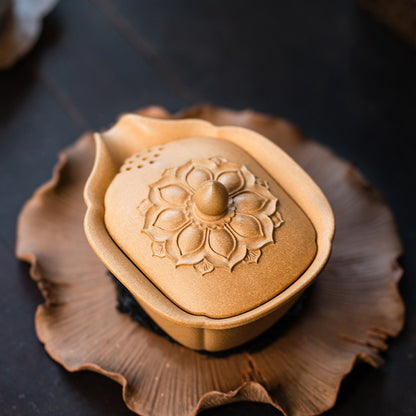 Yixing Yellow Clay Lotus Gaiwan Teapot
