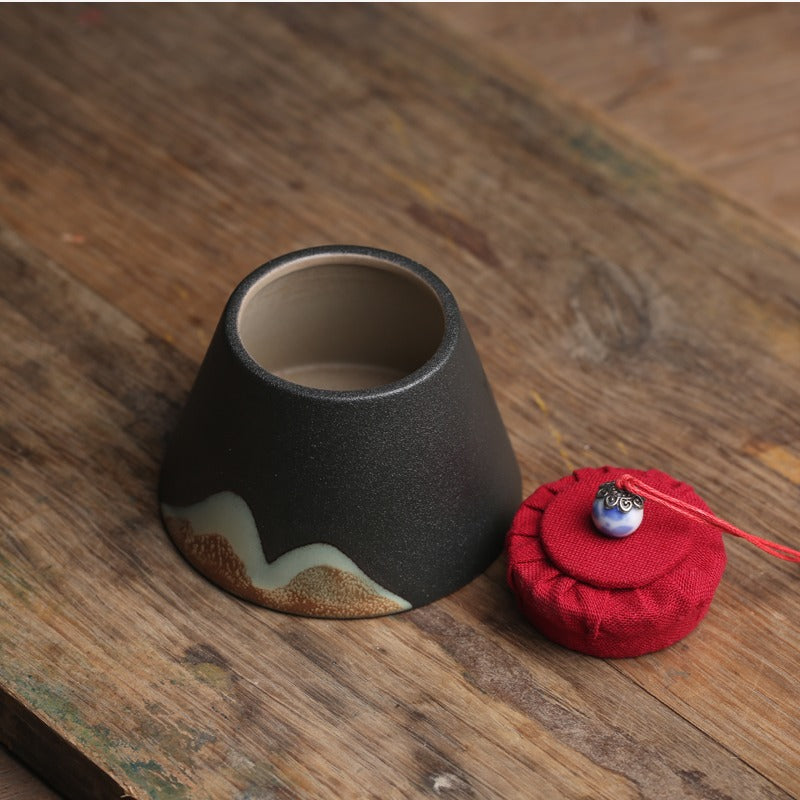 Japanese Mountain Ceramic Tea Caddy
