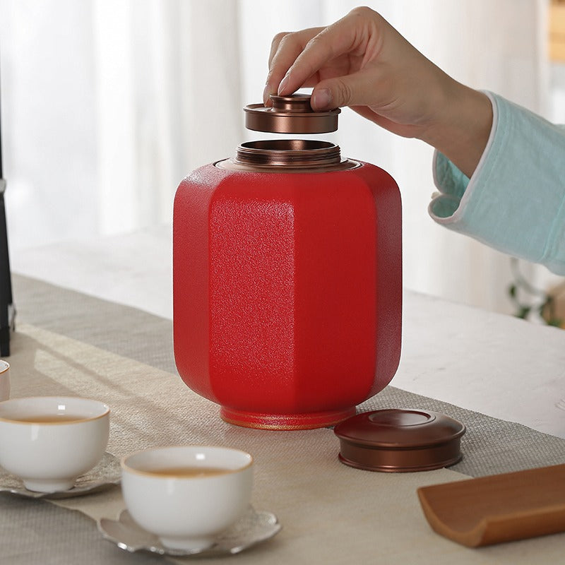 Chinese Palace Lantern Red Tea Caddy