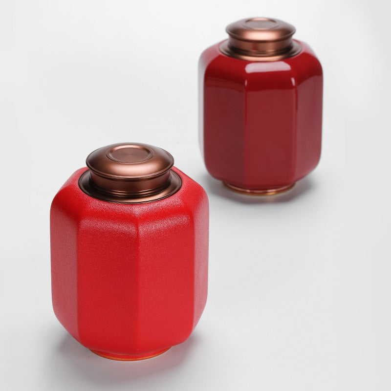 Chinese Palace Lantern Red Tea Caddy