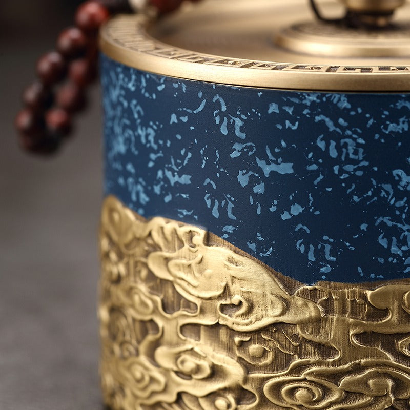 Auspicious Clouds Copper Tea Caddy