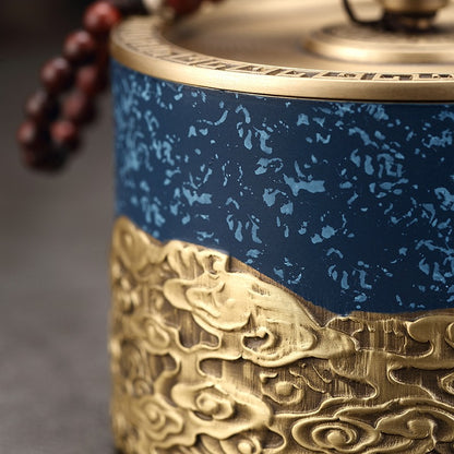 Auspicious Clouds Copper Tea Caddy