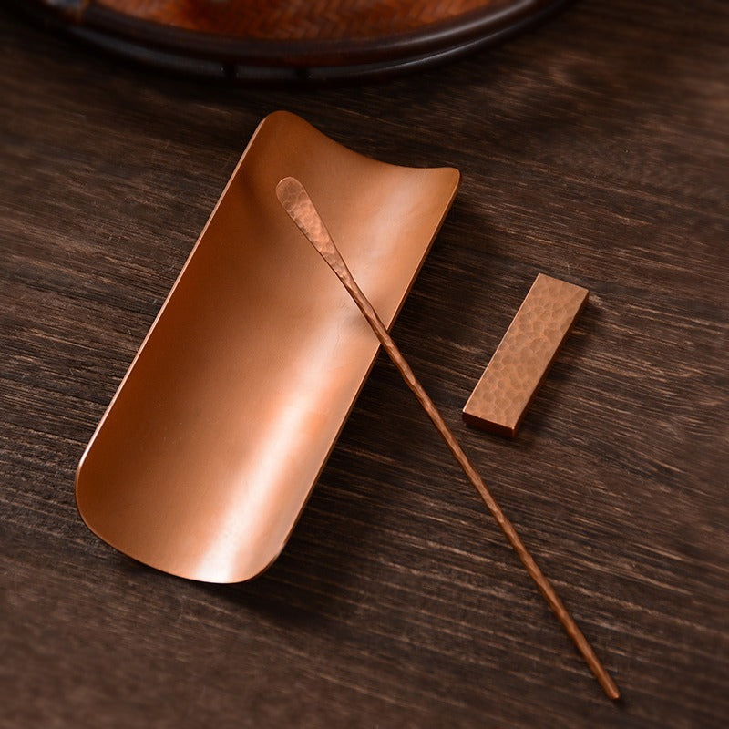 Handmade Copper Cha He With Spoon