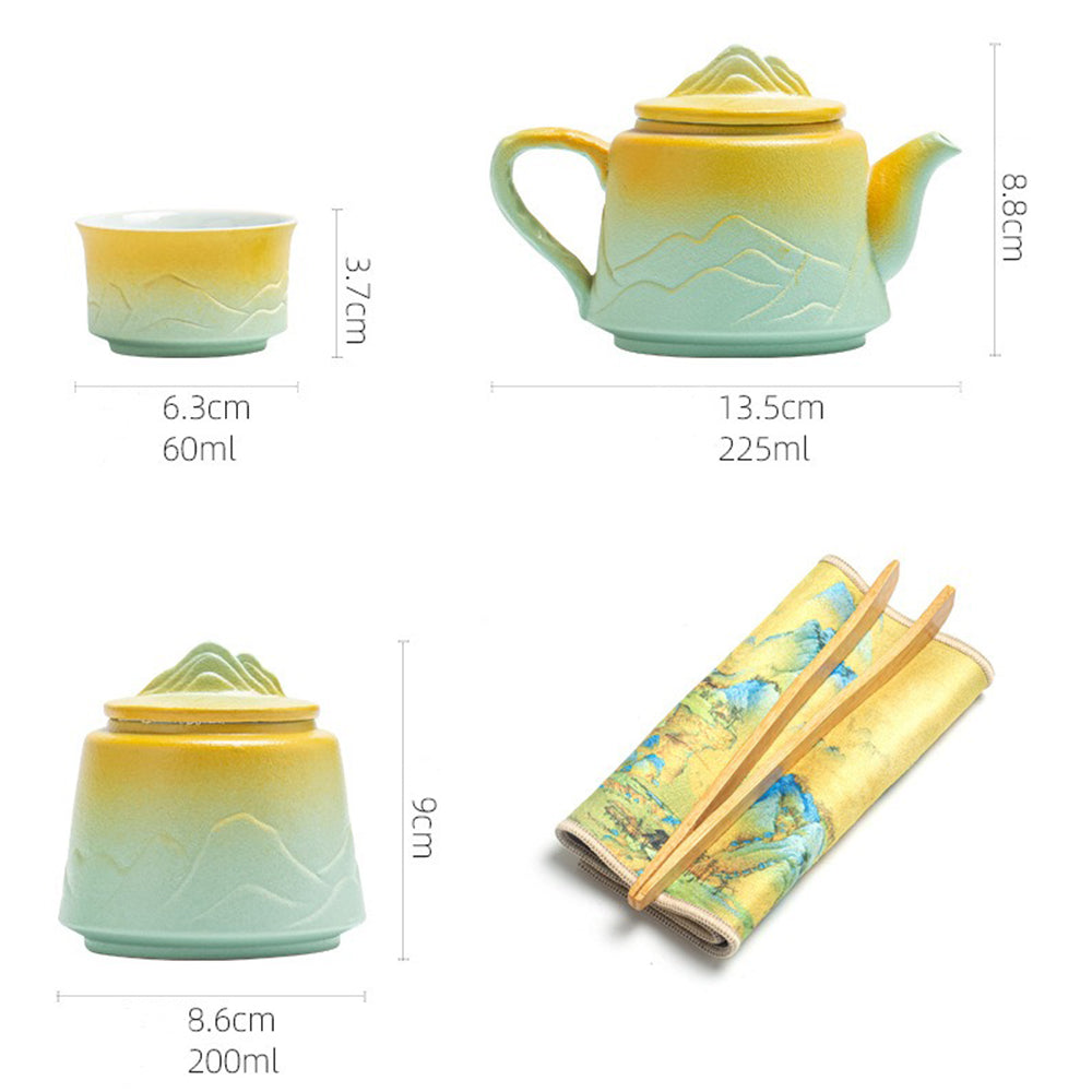 Mountain and River White Clay Tea Set