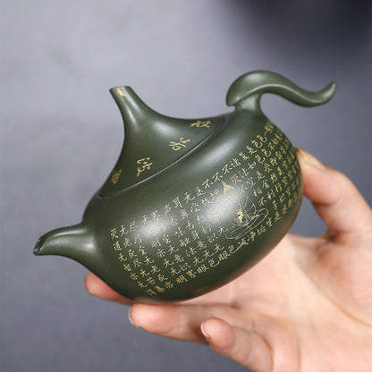 Yixing Green Clay Scriptures Teapot