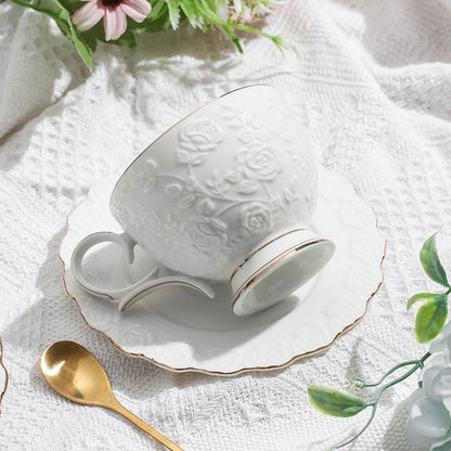 Rose Engraving Bone China Tea Set