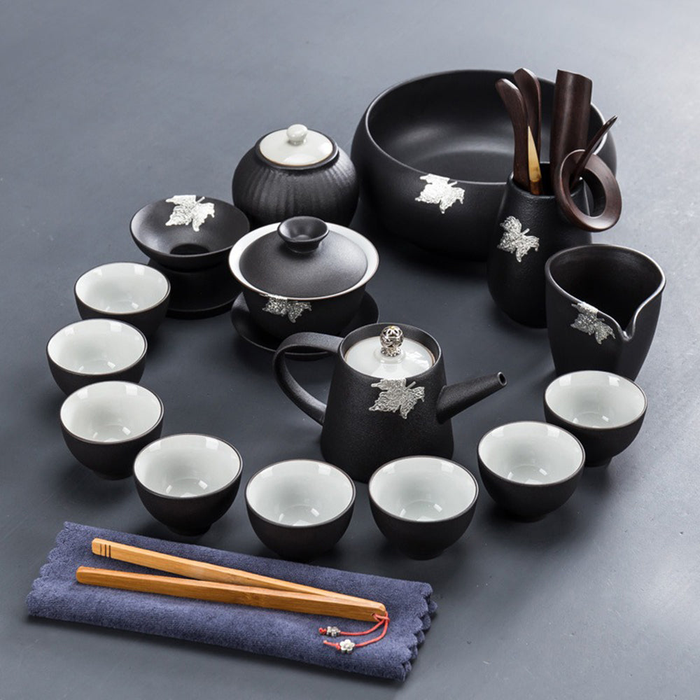 Japanese Black Pottery Tea Set With Tea Tray – Umi Tea Sets