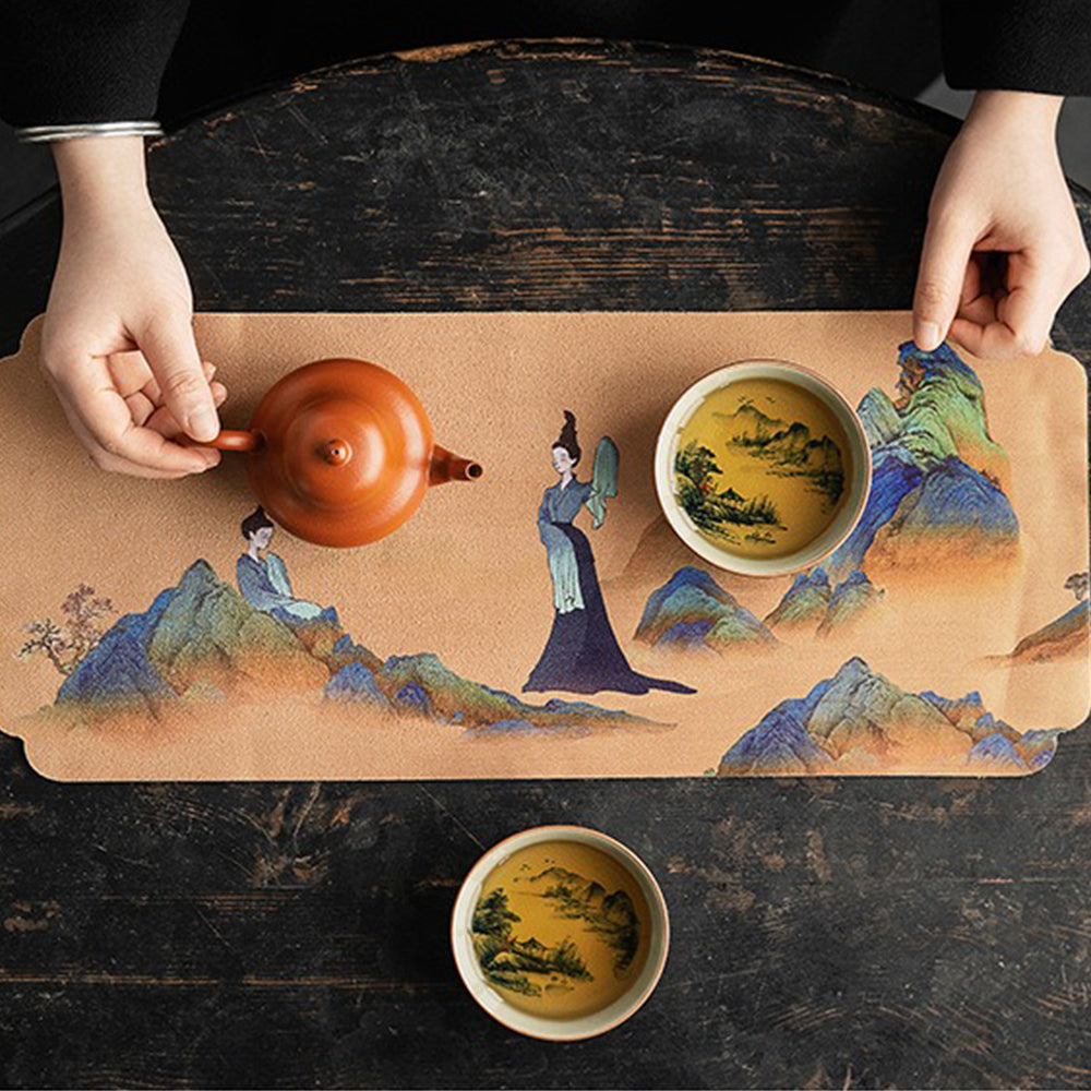 Rivers and Mountains Suede Tea Table Mat – Umi Tea Sets