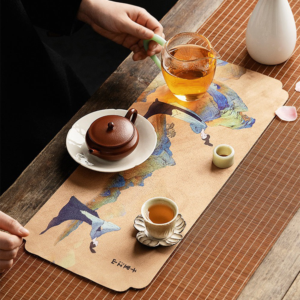 Rivers and Mountains Suede Tea Table Mat – Umi Tea Sets