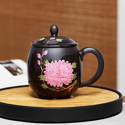 Purple Clay Color Changing Peony Tea Cup