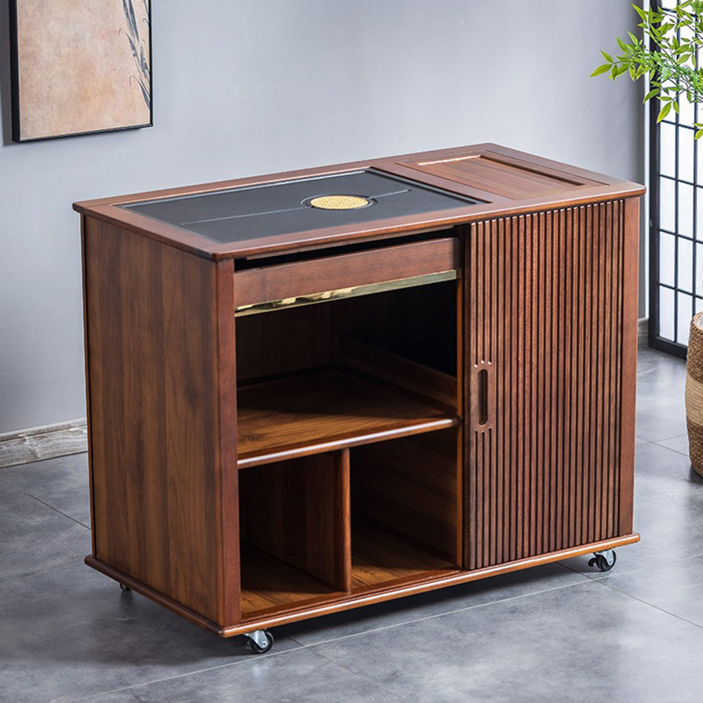 Movable Tea Table With Black Stone Tea Tray β Umi Tea Sets