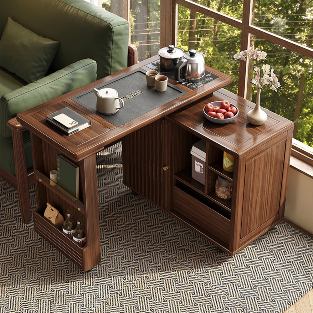 Extendable & Rotatable Walnut Movable Tea Table – Umi Tea Sets