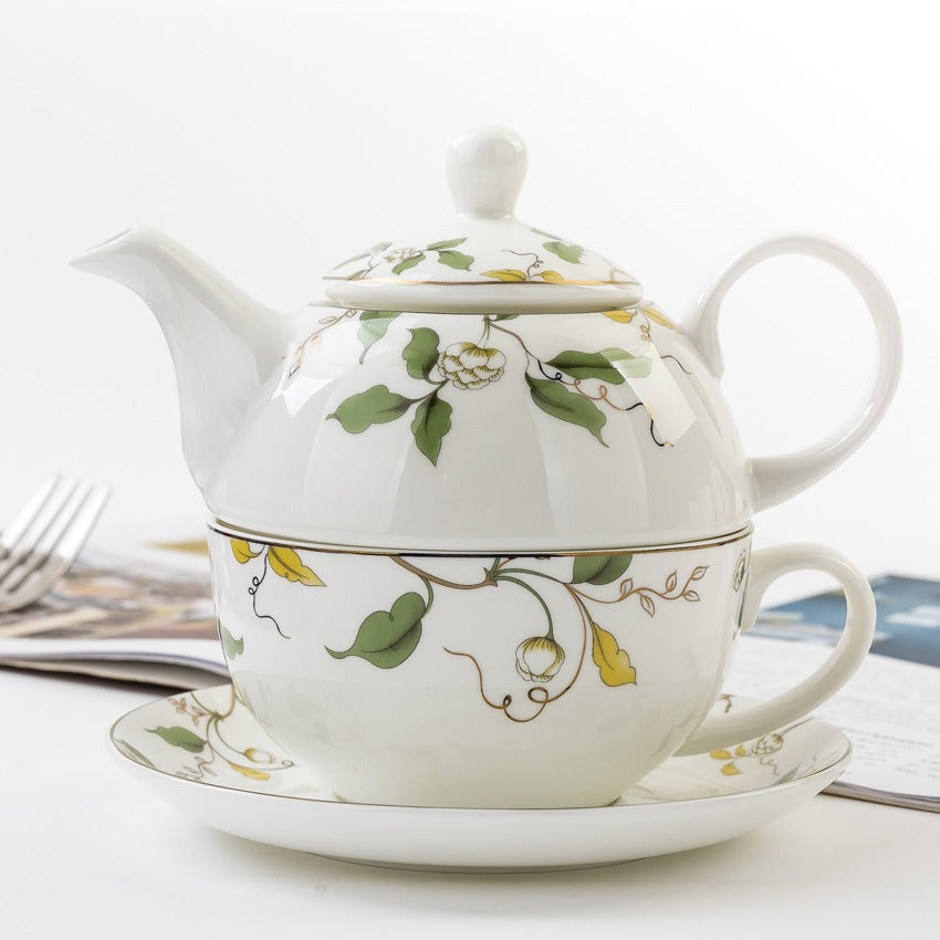 Floral Leaf Bone China Tea For One Set