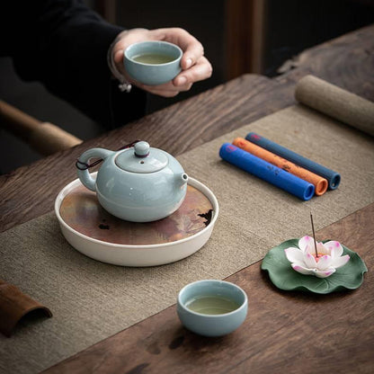 Geyao Tea Set With Lotus Incense Holder