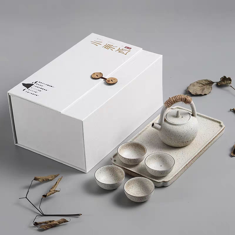 Japanese White Clay Wabi-sabi Tea Set