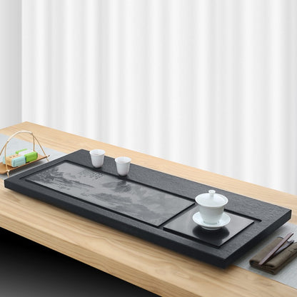 Black Stone Landscape Tea Tray