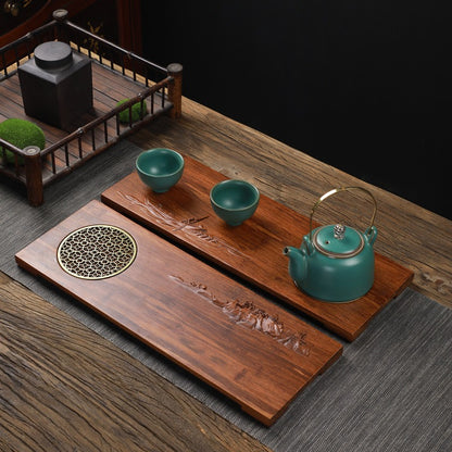 Wooden Tea Tray With Copper Stand