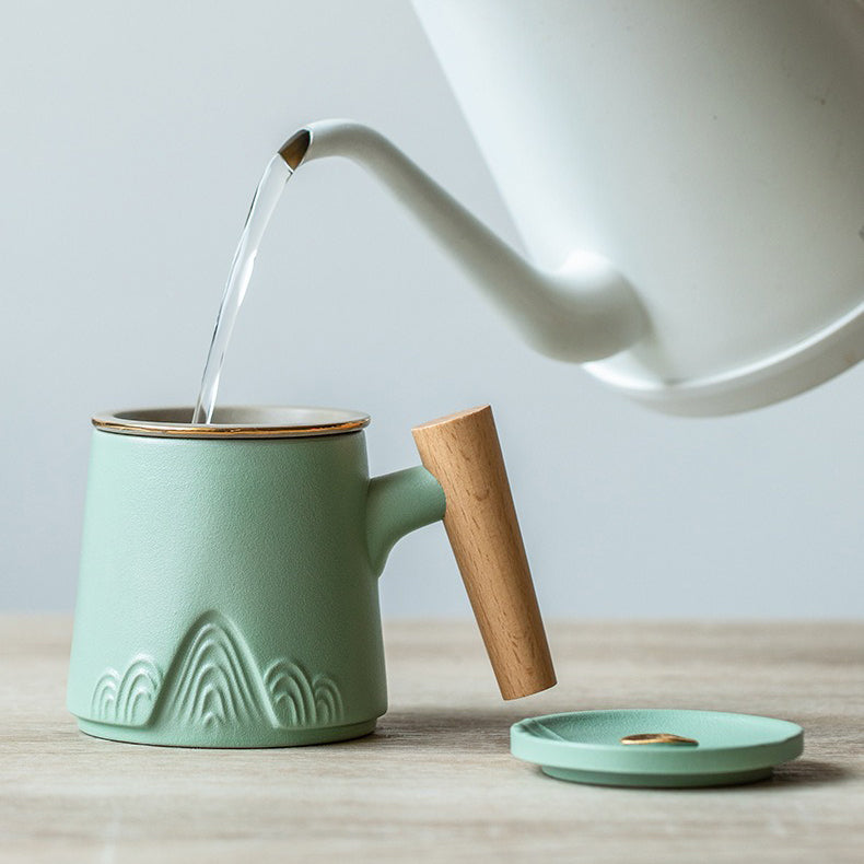 Japanese Mountain Tea Cup With Wooden Handle