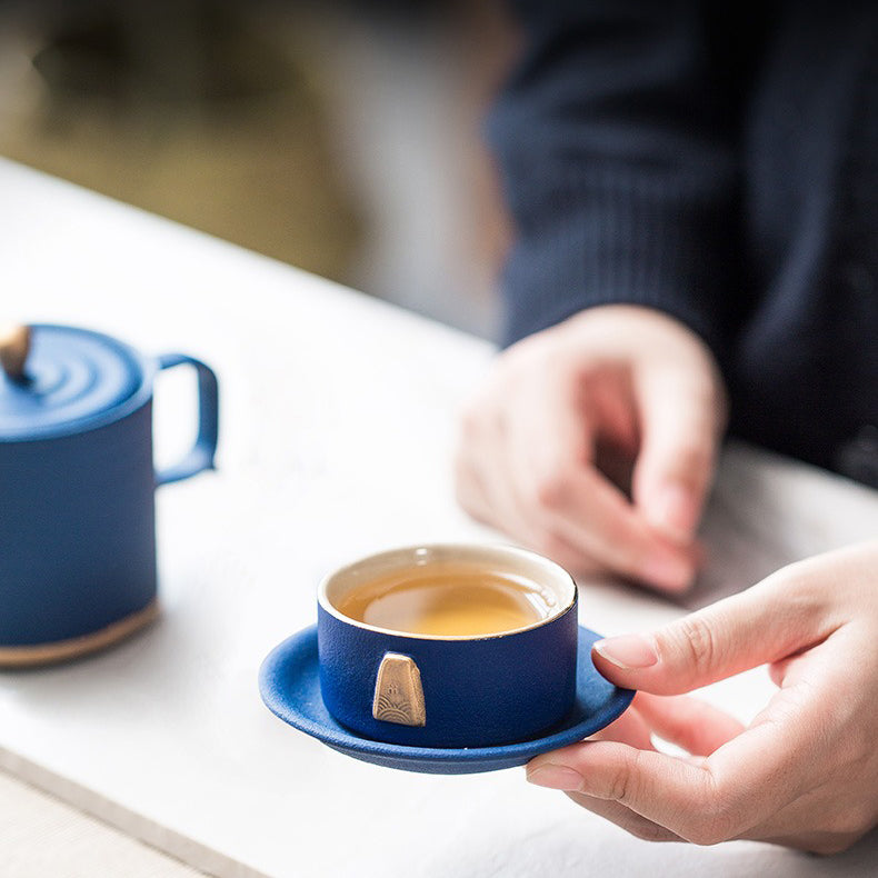 Chinese Blue Tea Set With Golden Handle – Umi Tea Sets