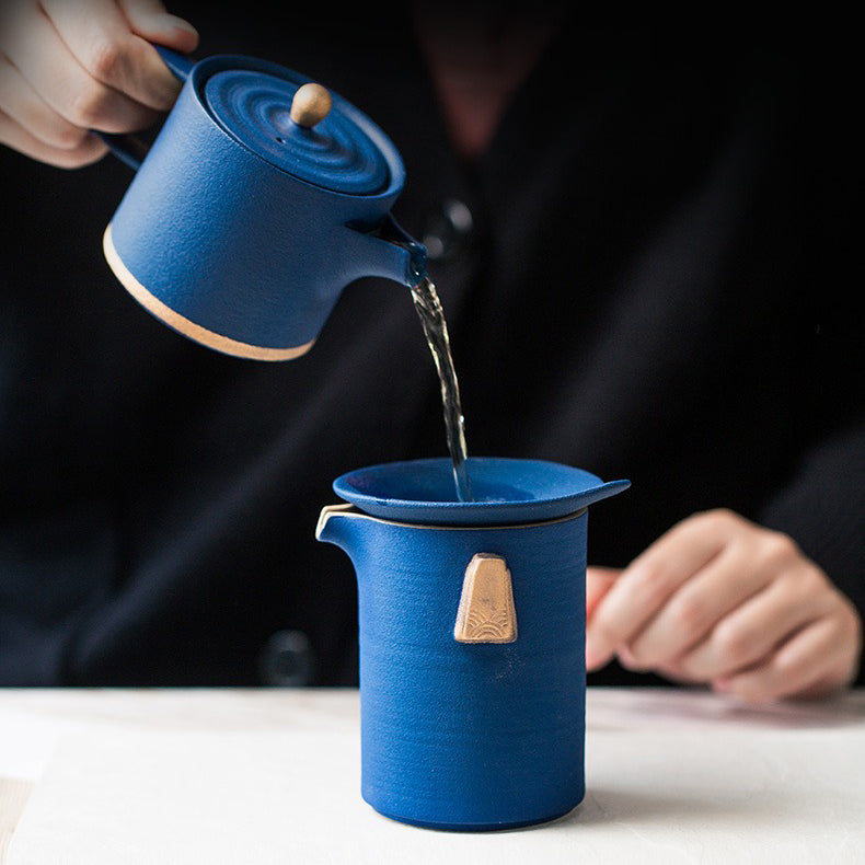 Chinese Blue Tea Set With Golden Handle – Umi Tea Sets