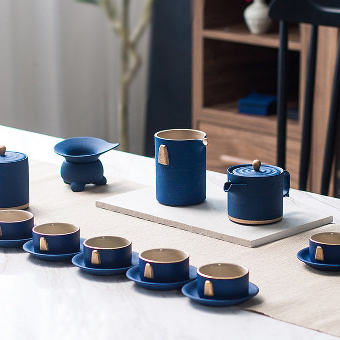 茶  Blue Tea Chinese Blue Tea Set With Golden Handle – Umi Tea Sets