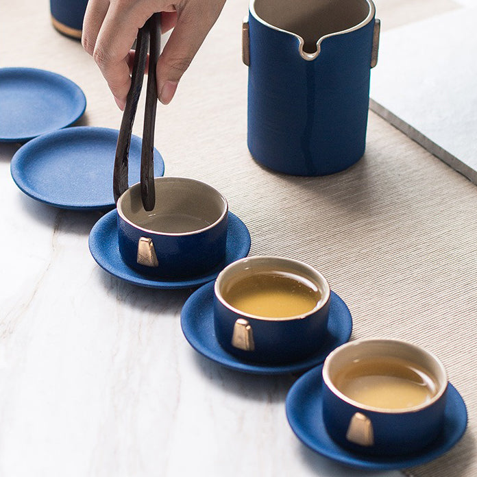 茶  Blue Tea Chinese Blue Tea Set With Golden Handle – Umi Tea Sets