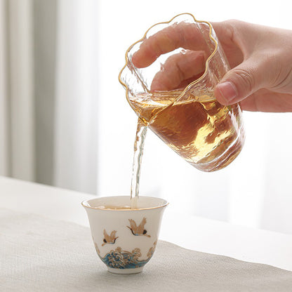 Ceramic Sulet-jade Red-crowned Crane Tea Set