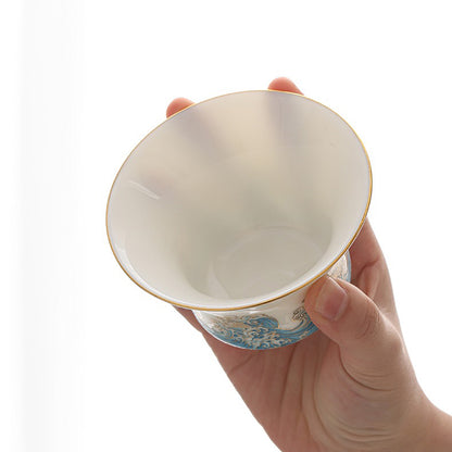 Ceramic Sulet-jade Red-crowned Crane Tea Set