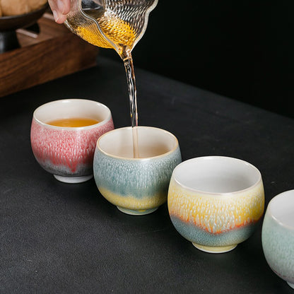 Kiln Alteration Four Color Kung Fu Tea Cup (Set of 4)
