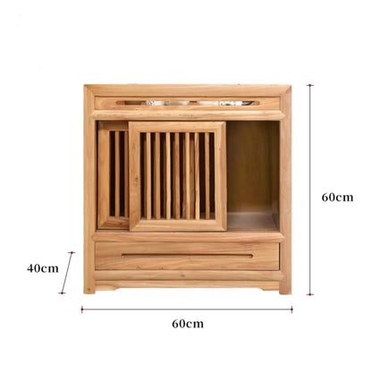 Log Wood Curio Display Cabinet Shelves