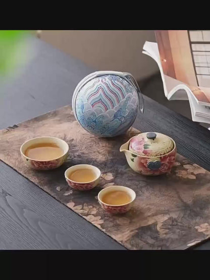 Flint Red Peony Travel Tea Set