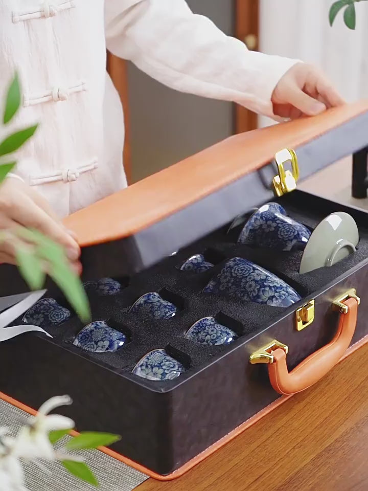 Ruyao Blue And White Flower Tea Set