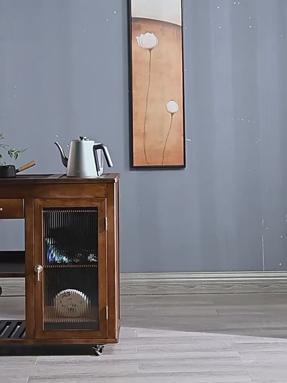 Extendable Walnut Movable Tea Table