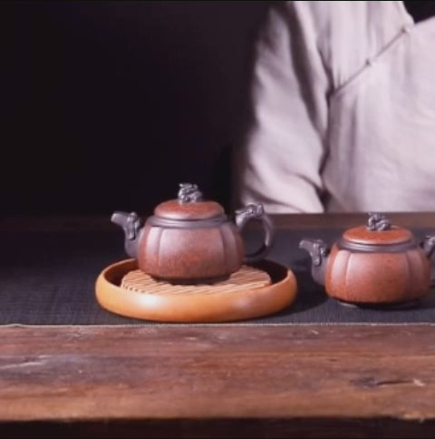 Yixing Square Dragon Purple Clay Teapot