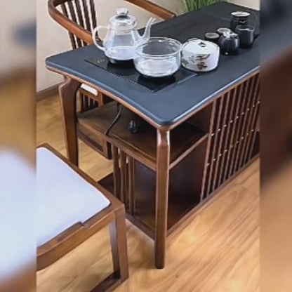 Black Gold Stone Panel Small Tea Table