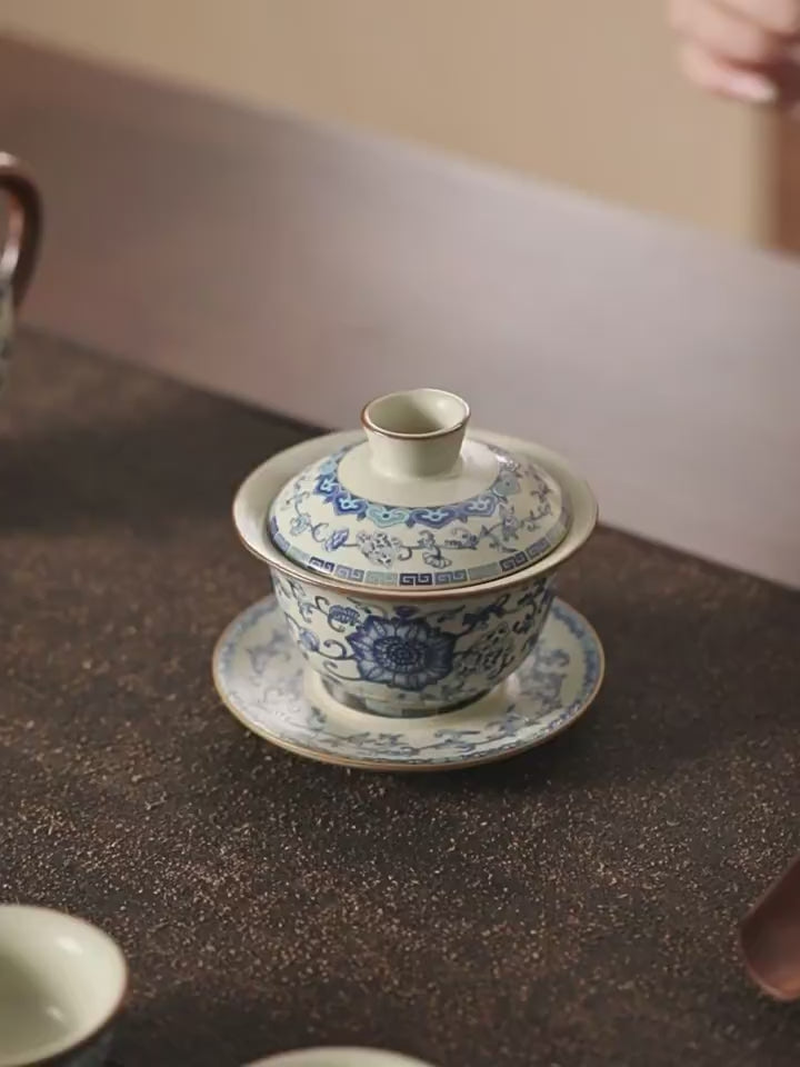 Blue And White Ruyao Porcelain Gaiwan
