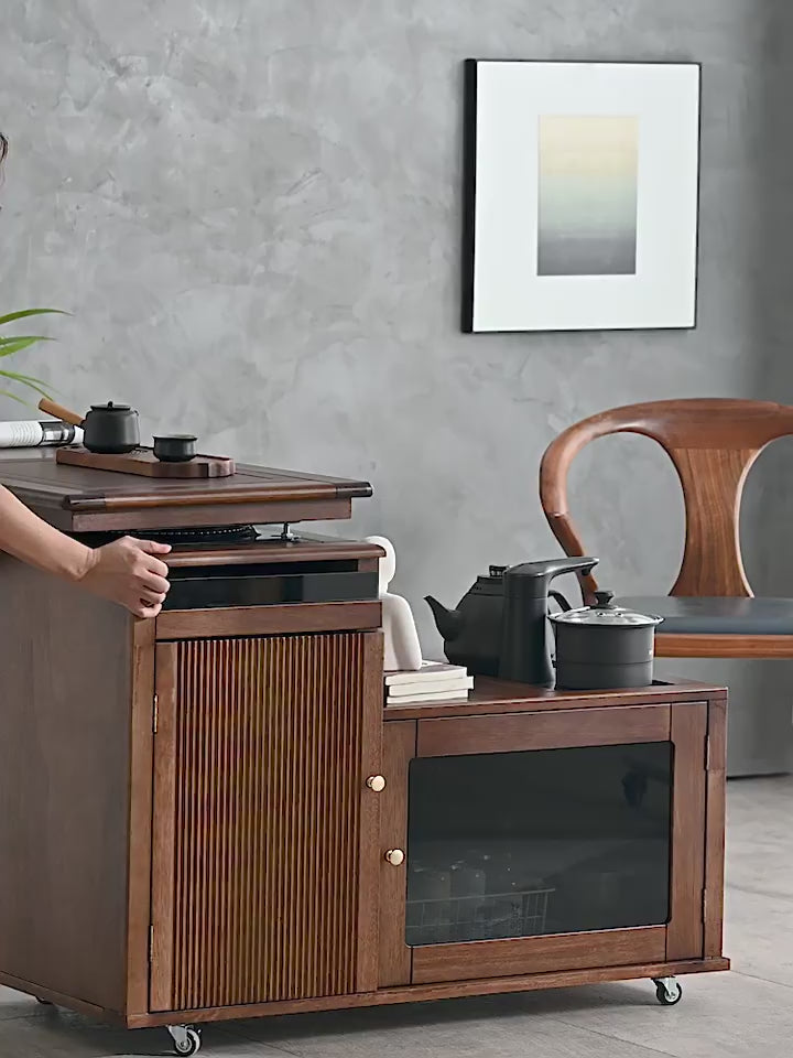 Rotatable Movable Walnut Wood Tea Table – Umi Tea Sets