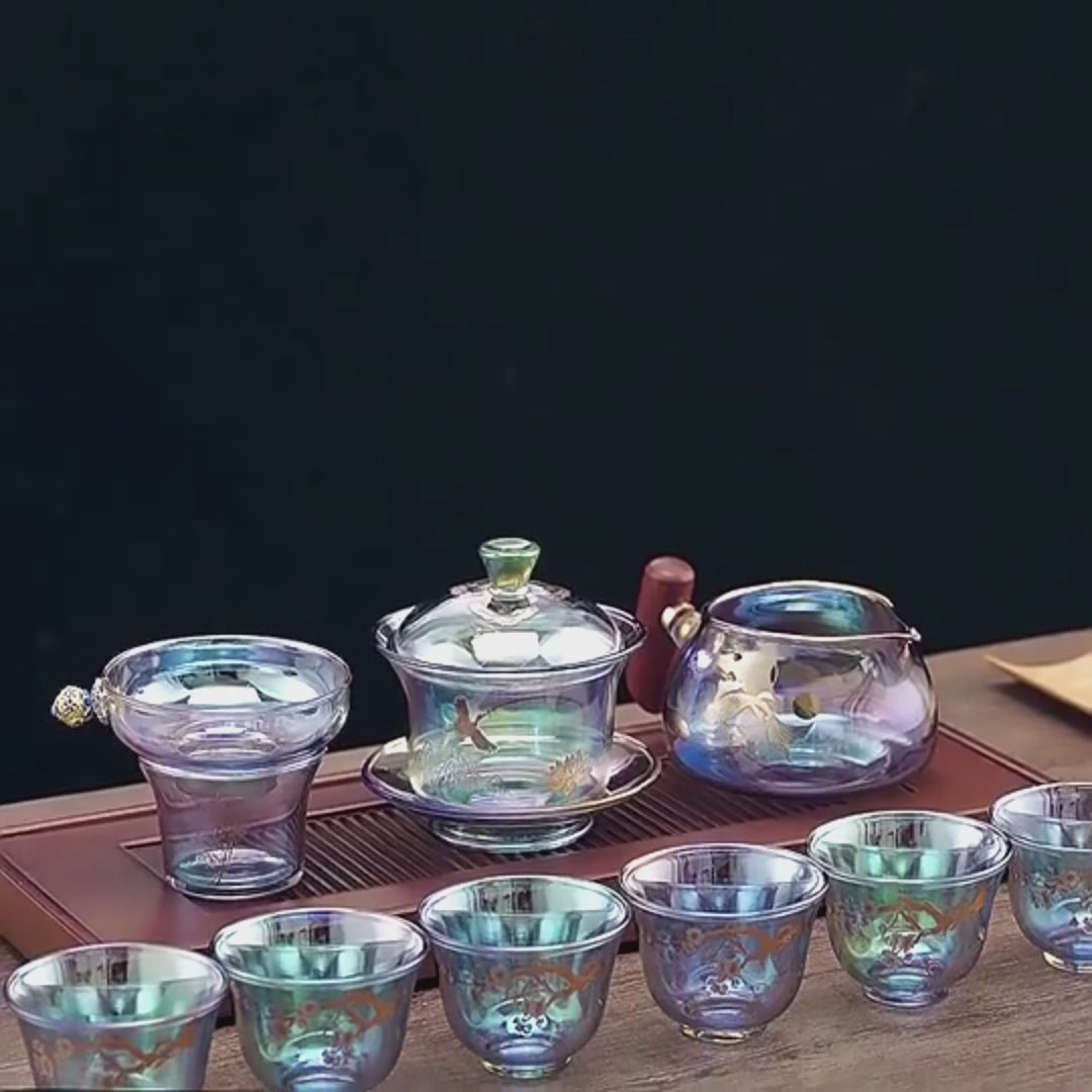 Iridescent High Borosilicate Glass Gaiwan Tea Set