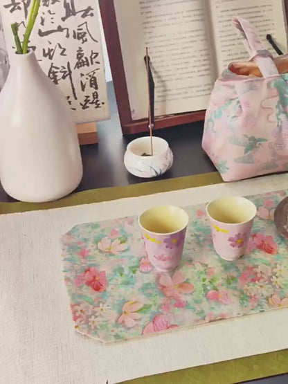 Purple Oil Painting Flower Travel Tea Set