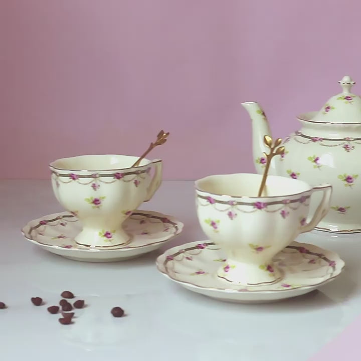 British Rose Bone China Tea Set