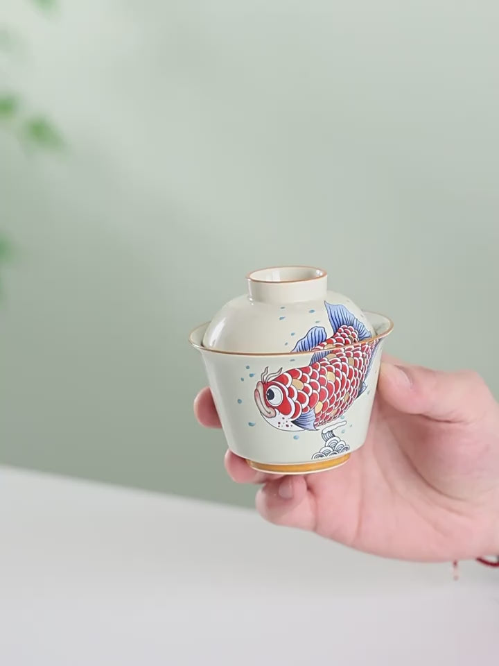 Goldfish Yuanbao Porcelain Gaiwan