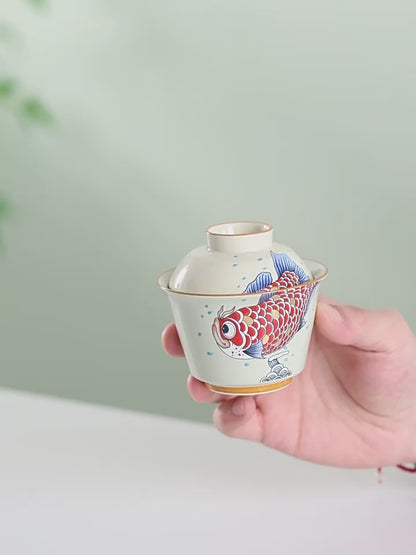 Goldfish Yuanbao Porcelain Gaiwan