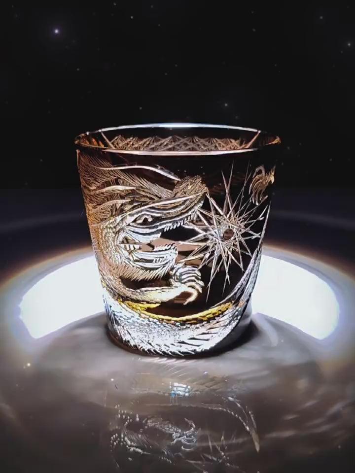 Edo Kiriko Handcrafted Midnight Dragon Whisky Glass Tea Cup – Umi