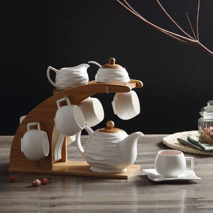 IKEA Bamboo Cup Rack Ceramic Tea Set