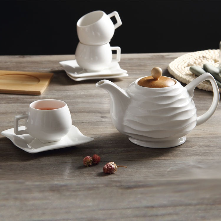 IKEA Bamboo Cup Rack Ceramic Tea Set