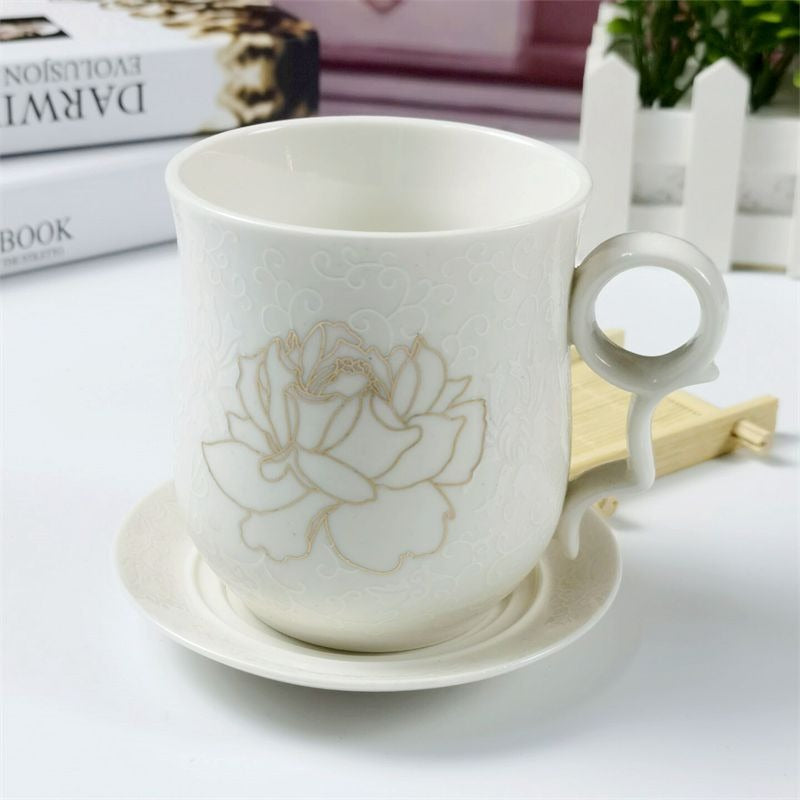 Lotus Empaistic Ceramic Asian Tea Cup